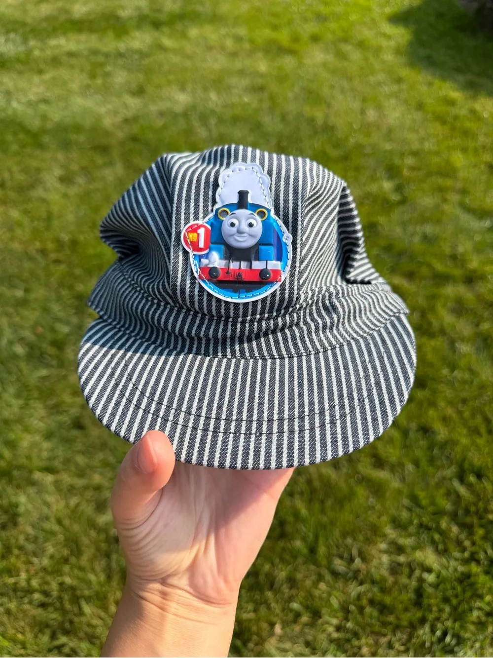 Thomas & Friends Blue and Black Striped Engineer Cap with Thomas Patch